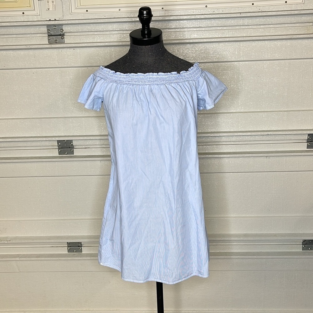 Pink Rose Blue Off The Shoulder Cotton Dress Size Medium